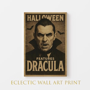 Halloween Dracula Wall Art, Classic Vampire Poster, Horror Movie Decor, Spooky Home Print, Retro Halloween Art, Vampire Wall Decor