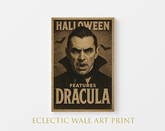 Plakat z filmu „Drakula” w stylu vintage: klasyczny horror, upiorna sztuka na Halloween (do pobrania w wersji cyfrowej)