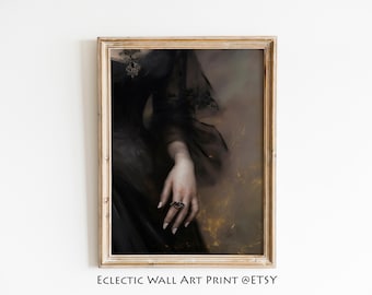 Victorian Hand Ring Detail Print: Dark Academia Gothic Wall Art (Digital Download)