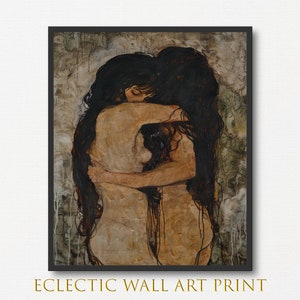 Lesbian Embrace Painting, Sapphic Art, LGBT Art, Abstract Lovers Art, Romantic Wall Art, Large Print Wall Decor, Lesbian Wedding Gift