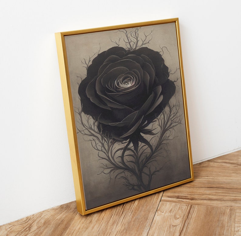 Black Rose Botanical Print: Gothic Victorian Wall Art (digital Download ...