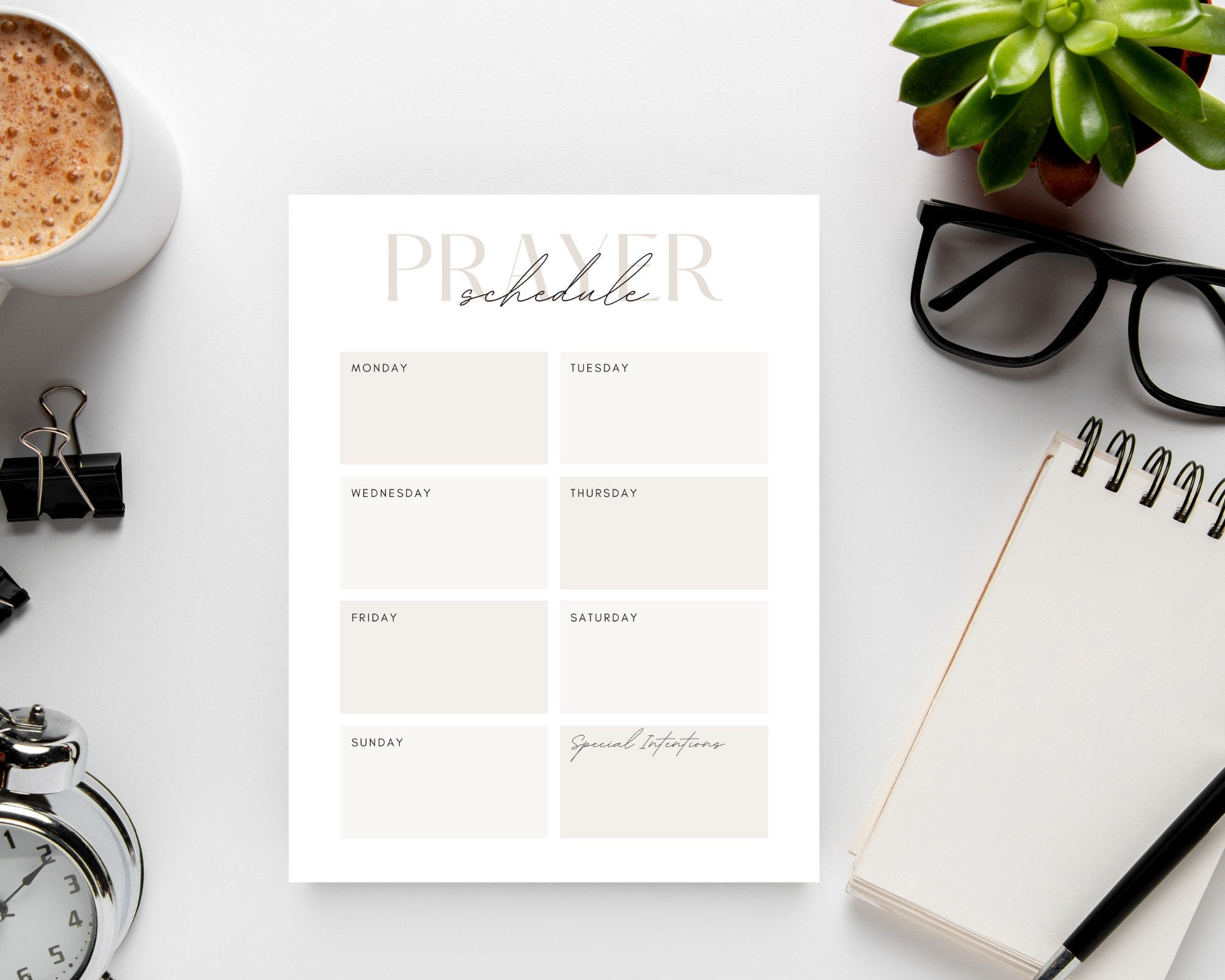 Digital Download Weekly Prayer Schedule Printable 8x10 Editable Prayer ...