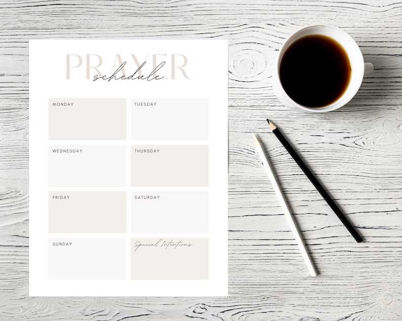Digital Download Weekly Prayer Schedule Printable 8x10 - Etsy