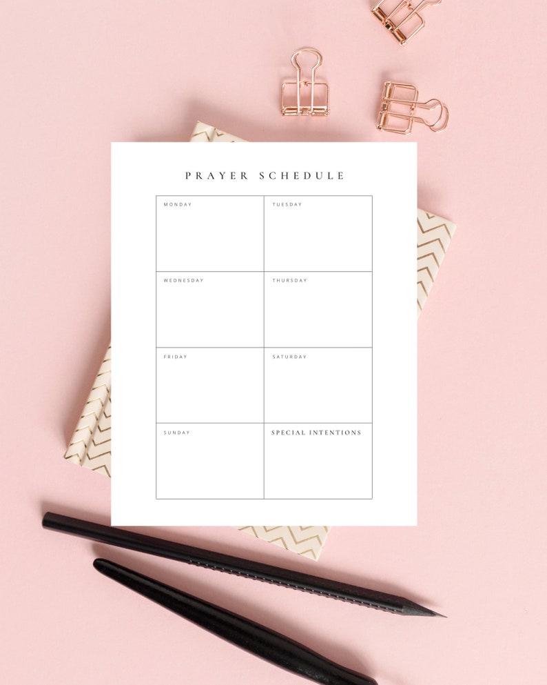Digital Download Weekly Prayer Schedule Printable 8x10 Editable Prayer ...