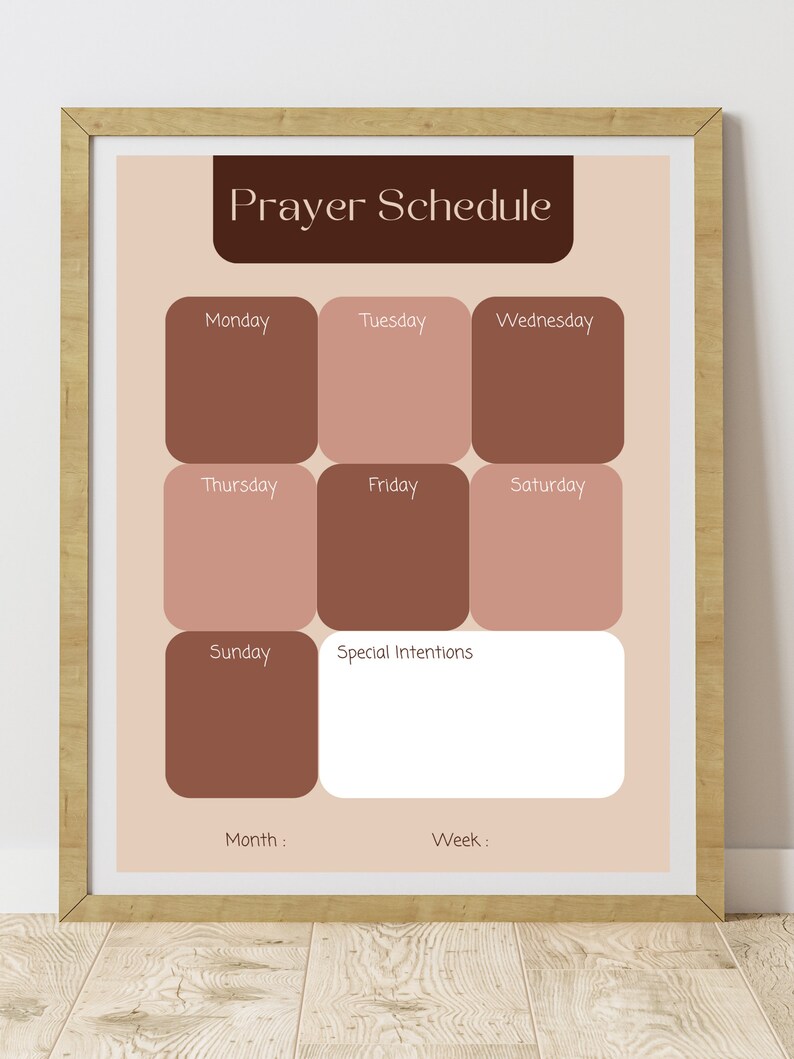 Digital Download Weekly Prayer Schedule Printable 8x10 Editable Prayer