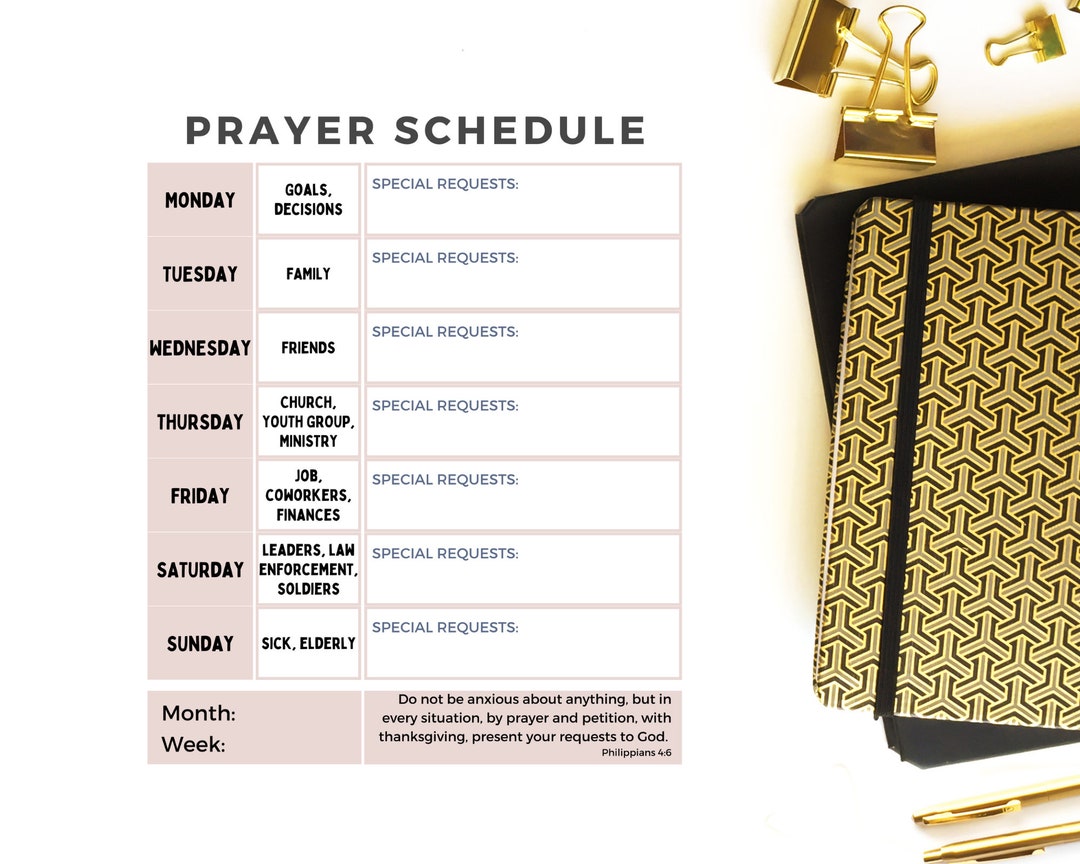 Digital Download Weekly Prayer Schedule Printable 8x10 Etsy