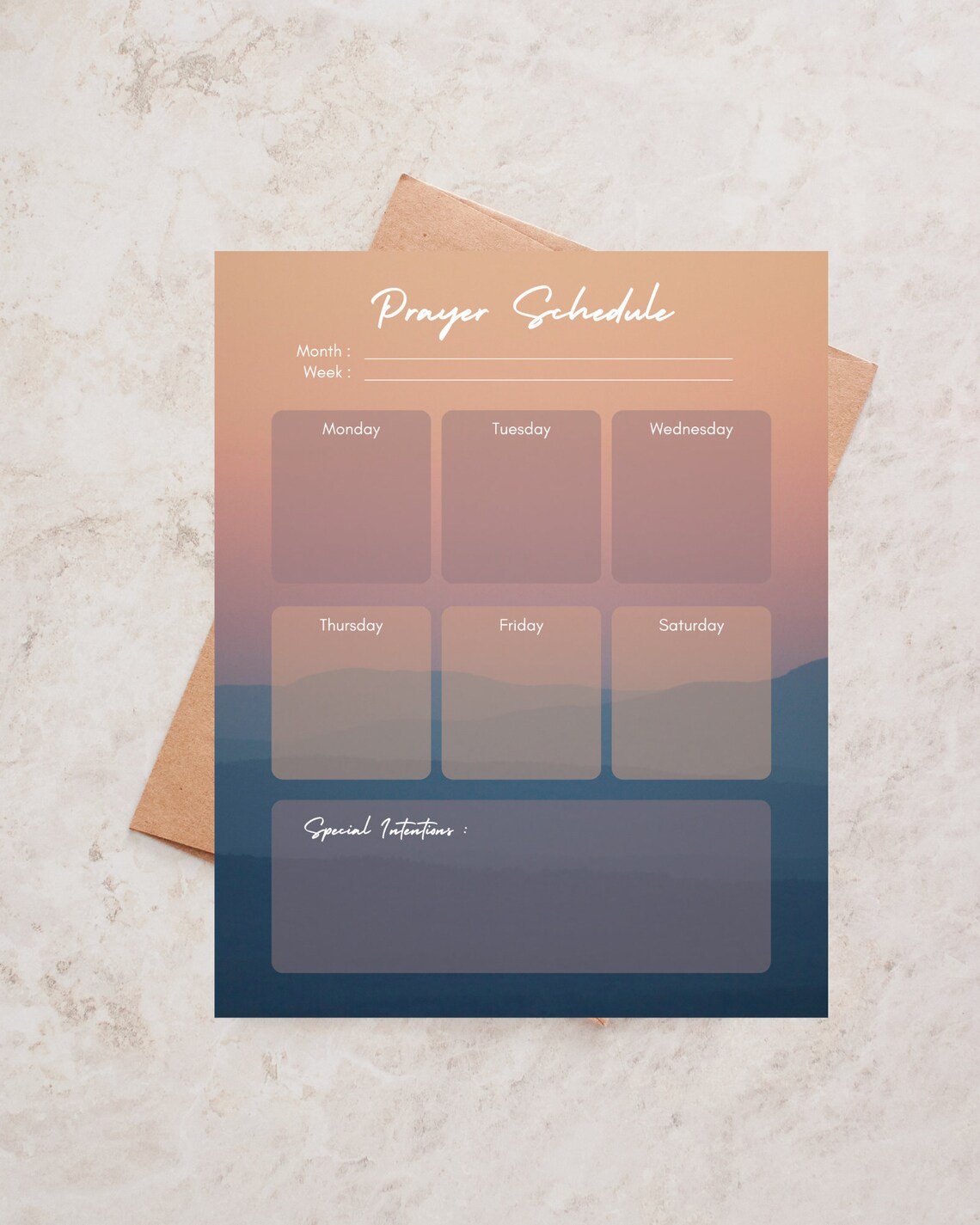 Digital Download Weekly Prayer Schedule Printable 8x10 Editable Prayer ...