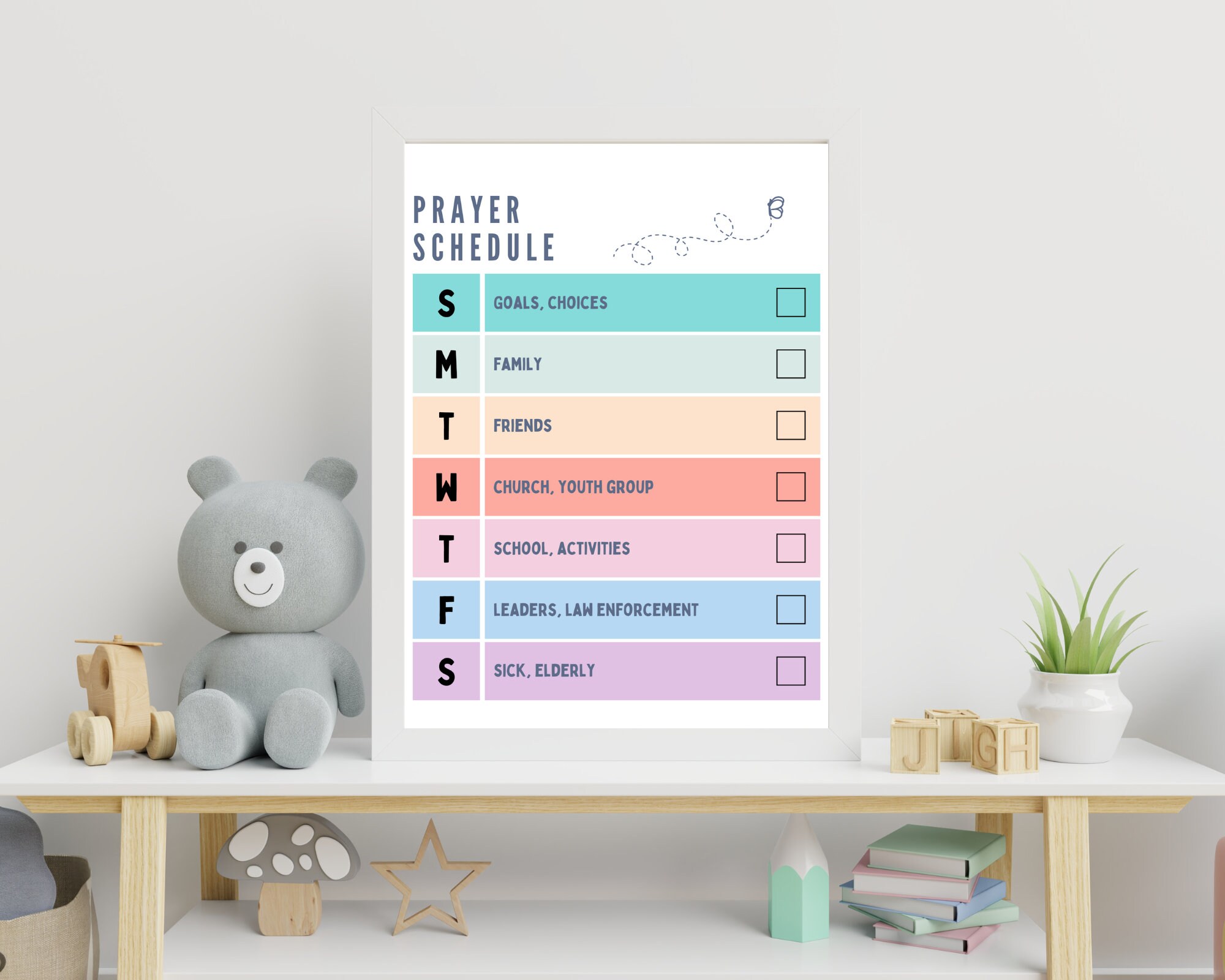 Digital Download Child Weekly Prayer Schedule Printable 8x10 Editable ...