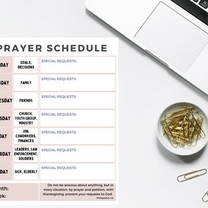 Digital Download Weekly Prayer Schedule Printable 8x10 Editable Prayer ...