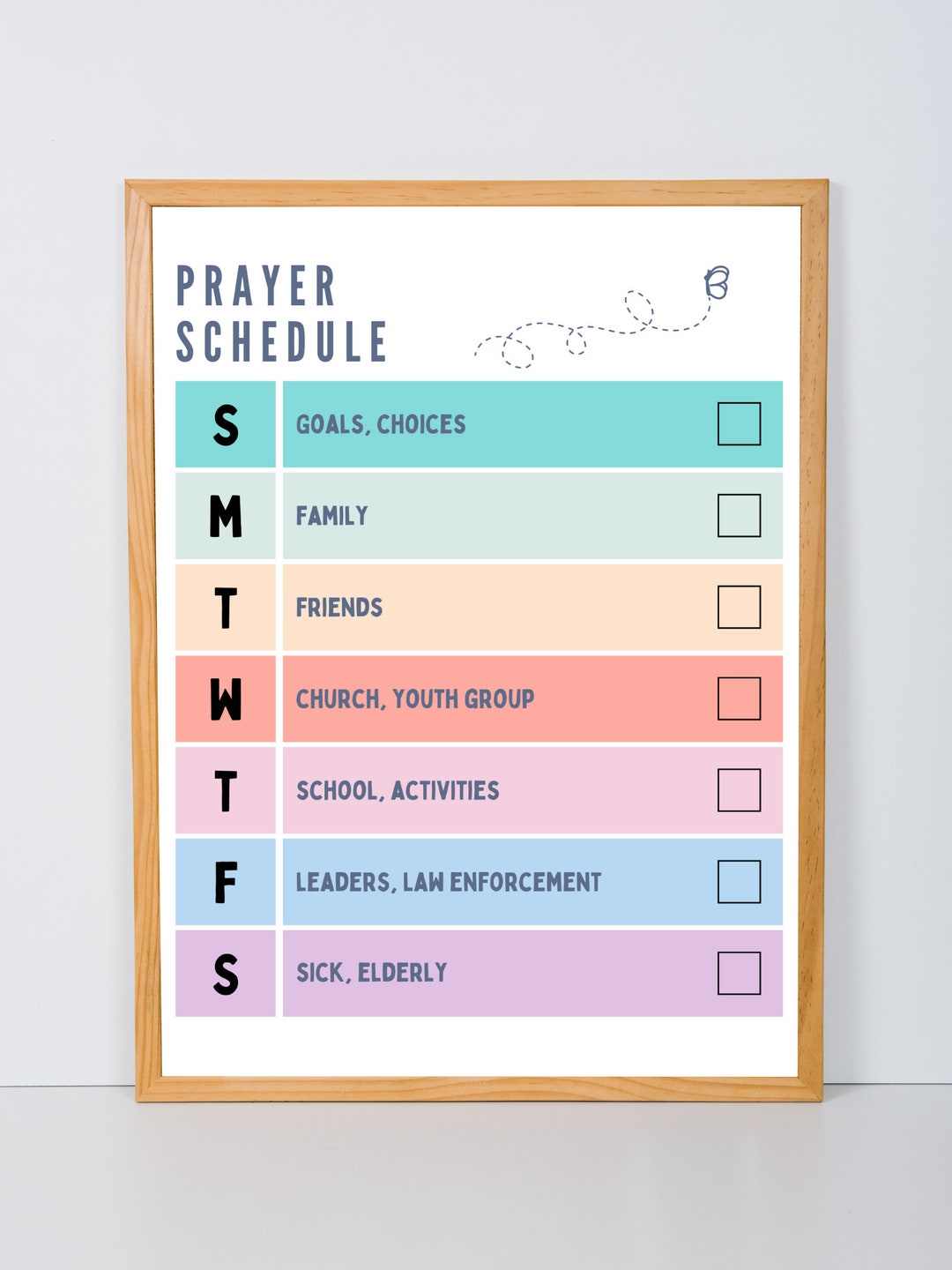 Digital Download Child Weekly Prayer Schedule Printable 8x10 Editable ...