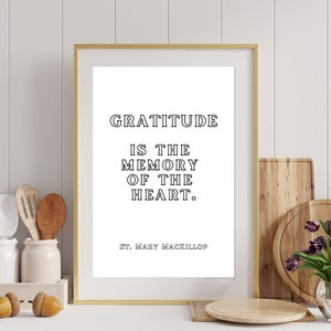 Digital Download Gratitude is the memory of the heart -St. Mary MacKillop, 8x10 wall art, Catholic Christian saint, home office art