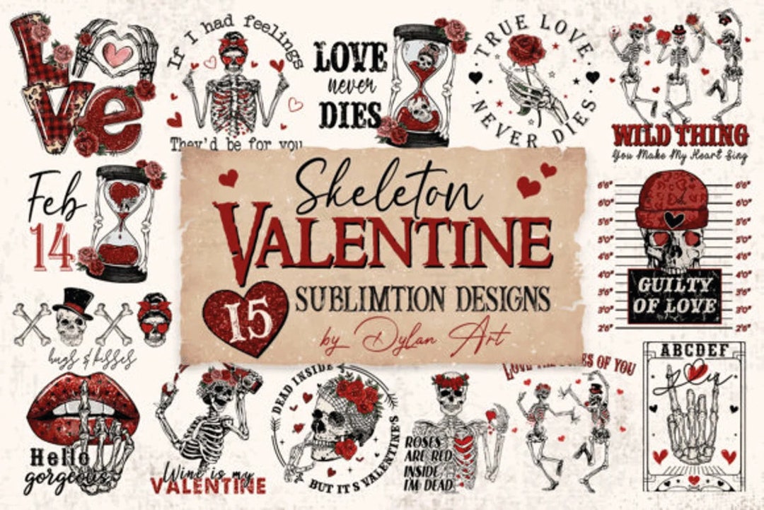Valentine Skeleton PNG Bundle Valentine Heart Png Funny - Etsy
