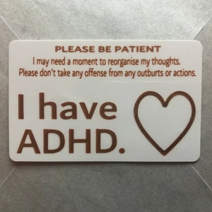 ADHD Awareness Card Wallet Insert Mental Disorder Hinweis Warnung Bitte seien Sie geduldiger autistischer ADHD Awareness ID versteckter Behinderung Aufmerksamkeit