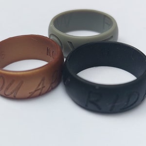 Silicone Wedding Ring with Custom Personalisation - Men Woman His Hers Band Personalization Personalised