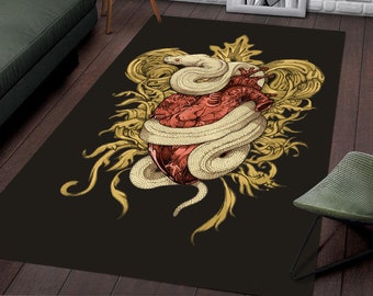 Snake Heart Area Rug: Modern Home Decor, Washable Anti-Slip Carpet, Area Rug,Living Room Carpet, Home Decor Gift,Special Style Rug,Floor Mat