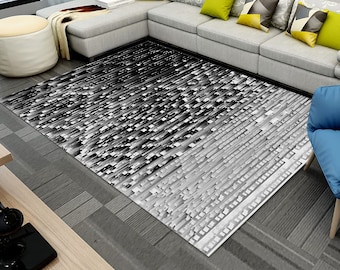 Modern Black and White Area Rug: Easy Clean Decor,Area Rug, Living Room Carpet, Home Decor Gift,Boho Style Rug,Modern Floor Mat,Washable Rug