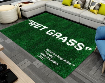 Wet Grass Area Rug: Green Carpet, Area Rug, Living Room Carpet, Home Decor Gift, Boho Style Rug, Modern Floor Mat, Soft Large Rug, Washable
