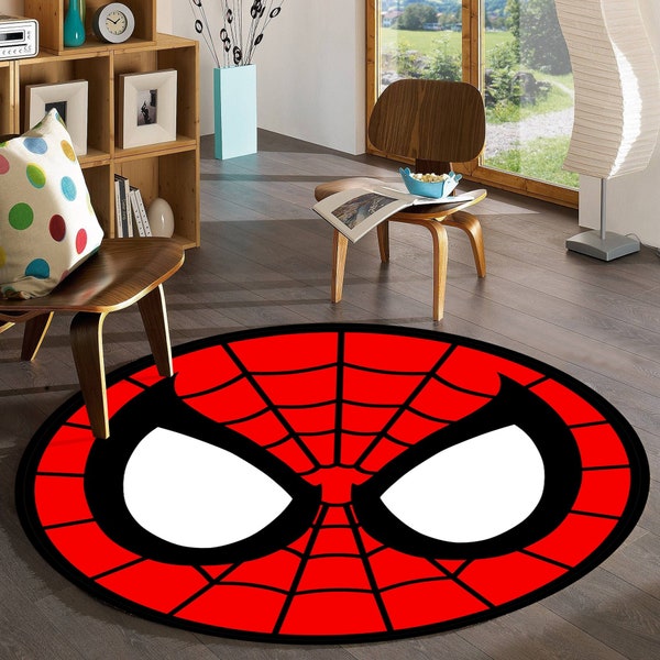 Alfombra de Spiderman, Telaraña, Alfombra roja, Spiderman, Alfombra de Spiderman, Alfombra de Vengadores, Alfombra para adolescentes, Alfombra de habitación para niños, Alfombra de habitación para niños, Alfombra redonda, Decoraciones para el hogar, Alfombras frescas