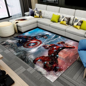 Tappeto Iron Man, tappeto Capitan America, tappeto per la stanza dei ragazzi, tappeto d'arte digitale, regalo per bambini, tappeto personalizzato, tappeto decorativo per la stanza, Wohnkultur, facile da pulire