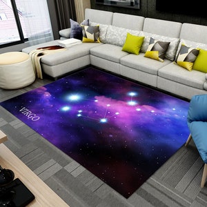 Virgo Rug, Horoscope Carpet, Galaxy Rug, Decorative Rug, Personalized Modern Rug, Custom Area Rug, Home Decor, Washable Rug, Non-Slip Rug