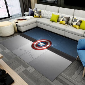 Tappeto Capitan America, tappeto per la cameretta dei ragazzi, Capitan America, tappeto fantastico, decorazione della casa, regalo per la casa, tappeto personalizzato, tappeto antiscivolo, tappeto da film