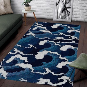 Wave Rug, Blue carpet, Aesthetic Rug, Colorful Rug, Home Decor, Carpet, Rugs For Living Room, Rug Runner, Rugarts, Rugs for bedroom