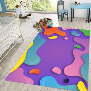 Malteppich, Bunter Teppich, Rutschfester Teppich, Weicher Teppich, Kinderteppich, Kinderteppich für Spielzimmer, Kinderteppich für Schlafzimmer, Teppich für Kinder, Lustiger Teppich