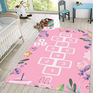 Game Rug, Pink Carpet, Kids Rug, Kids Rug For Playroom, Kids Rug For Bedroom, Rug For Kids, Funny Rug, Number Patterned Rug