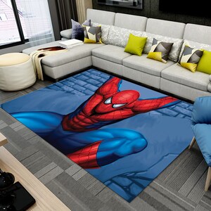 Alfombra de Spiderman, Spiderman, Alfombra retro genial, Alfombra de los Vengadores, Alfombra de dibujos animados, Decoración del hogar, Fácil de limpiar, Alfombra para habitación de niños, Alfombra personalizada, Regalo para niños