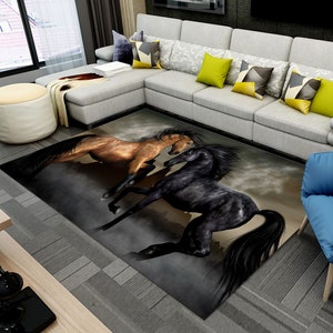 Horse Rug, Black Horse Rug, Brown Horse Rug, Home Decor, Carpet, Rugs For Living Room, Rug Runner, Rugarts, Rugs for bedroom, Animals Rug