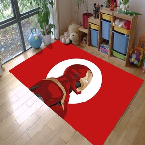 Iron Man Rug,Iron Man Decor,Wohnaccessoires,Boys Room Rug,Personalized Rug,Gift for Him,Easy to Clean,Non-Slip Rug,Cool Rug,Retro Rug