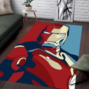 Iron Man Rug,Iron-Man,Gift for Child,Decorative Room Rug,Décoration d&#39;intérieur,Boys Room Rug,Gift for Him,Non-Slip Rug,Easy to Clean