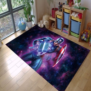 Captain America,Teppich von Captain America,Dekorativer Teppich,Jungenzimmer Teppich,Kühler Teppich,Avenegers Teppich,Dekoration d&#39;intérieur,Geschenk für Ihn.Personalisierter Teppich
