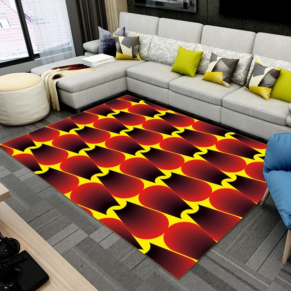 Red and Yellow Rugs - Etsy