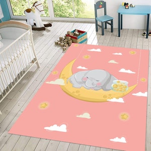 Elefantenteppich, Weicher Teppich, Kinderteppich, Kinderteppich für Spielzimmer, Kinderteppich für Schlafzimmer, Teppich für Kinder, Lustiger Teppich, rutschfest