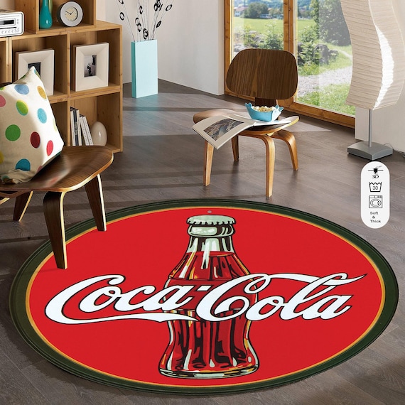 90s Coca Cola　コカコーラ　vintage ラグ　マット　カーペット Coca Cola,coca Cola Rug,retro Rugs,coke Rug,coke Mat,round
