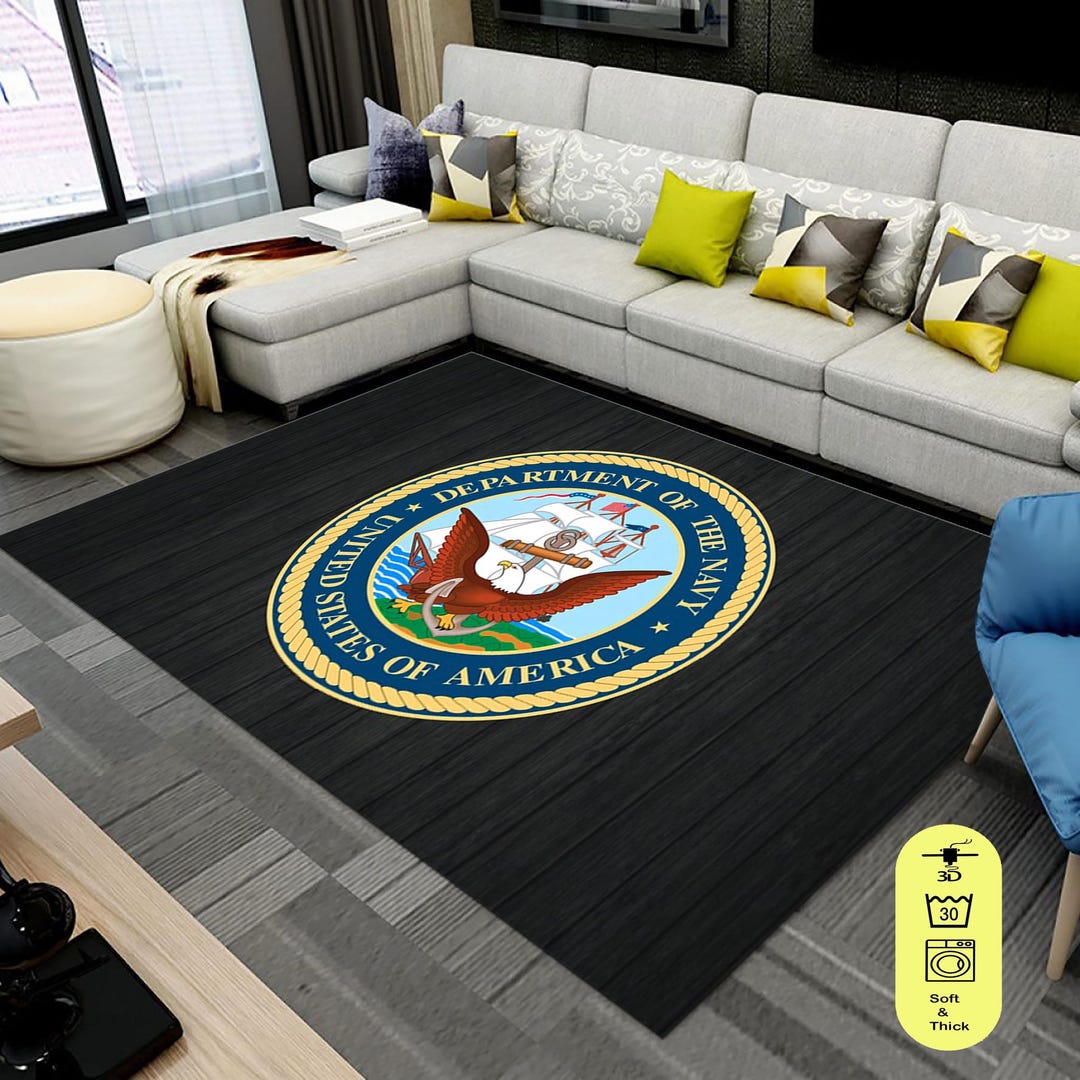 Navy Office Rug USA Navy Rug, Colorful Home Decor, Non-slip, USA, American Rug, Area ...
