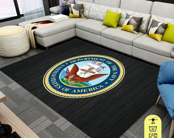 USA Navy Rug,Department of Navy Rug,Colorful Rug,Home Decor,Rugs For Living Room,Popular Rug,Easy to Clean,Non-Slip Rug