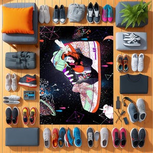 Sneakers Rug,Sneakerheads,Street Cool Rug,Custom Your Name Rug,Personalized Rug,Sneakers Decor Rug,Shoes Room Rug,Office Rug,Non Slip Rug