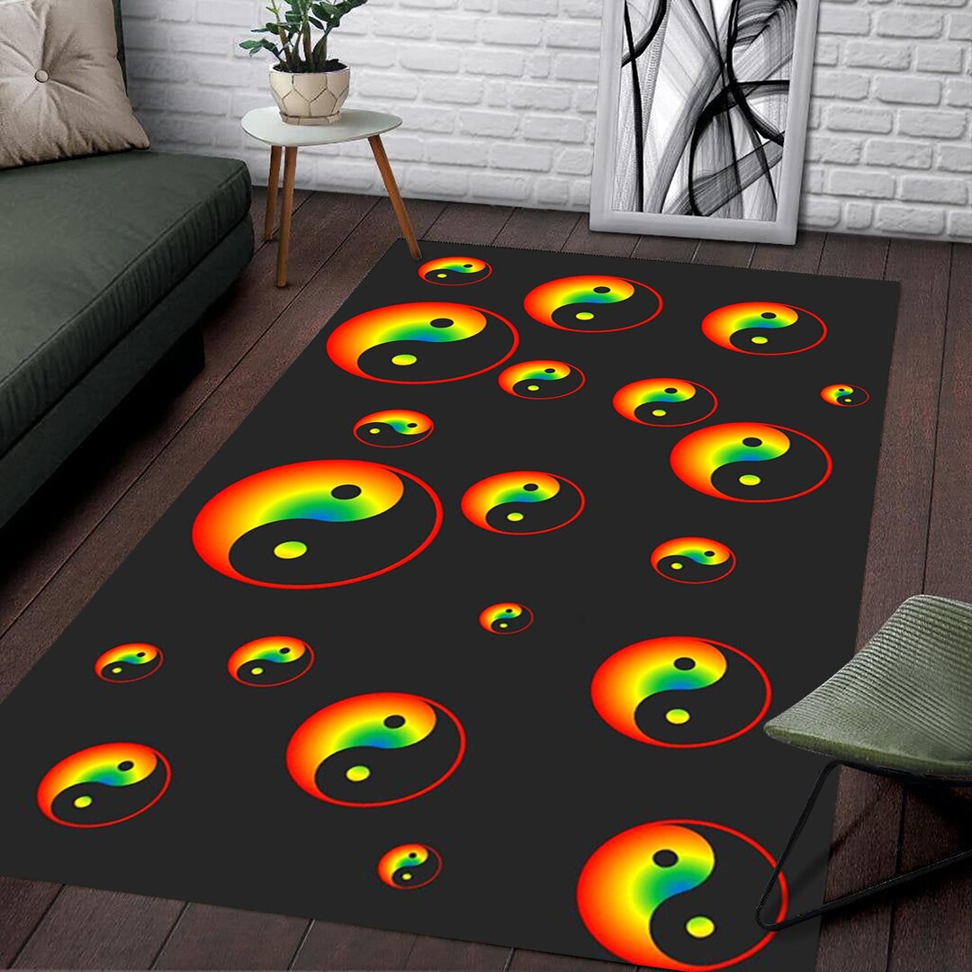 Yin Yang Rug, Rainbow Rug, Shiny Carpet, Round Patterned Rug, Rugs for ...