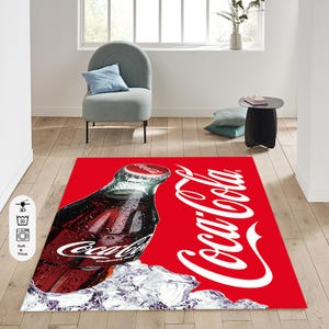 Alfombra con estampado de botella de Coca Cola, decoración pop art, alfombra moderna, alfombra con efecto 3D, decoración para sala de estar, alfombra grande, alfombra estética, alfombra para dormitorio