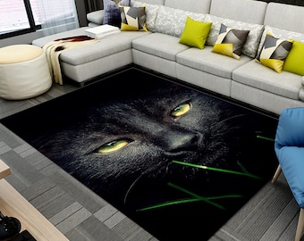 Black Cat Rug, Soft Non-Slip Washable Pet Rug, Area Rug, Living Room Carpet, Home Decor Gift, Special Style Rug, Modern Floor Mat, Washable