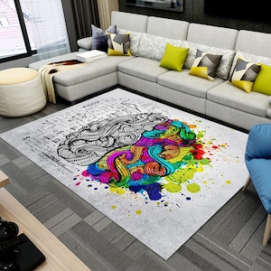 Colorful Parts of The Brain Rug, Wohnaccessoires, Decorative Brain Rug, Décoration d&#39;intérieur, Rugs For Living Room, Gift for Her-Him
