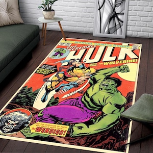 Hulk Rug,Hulk Pattern,Avengers Rug,Magazine Cover Comic,Wohnaccessoires,Cartoon Cover Rug,Chield Rug,Movie Rug,Non-Slip Rug,Easy To Clean