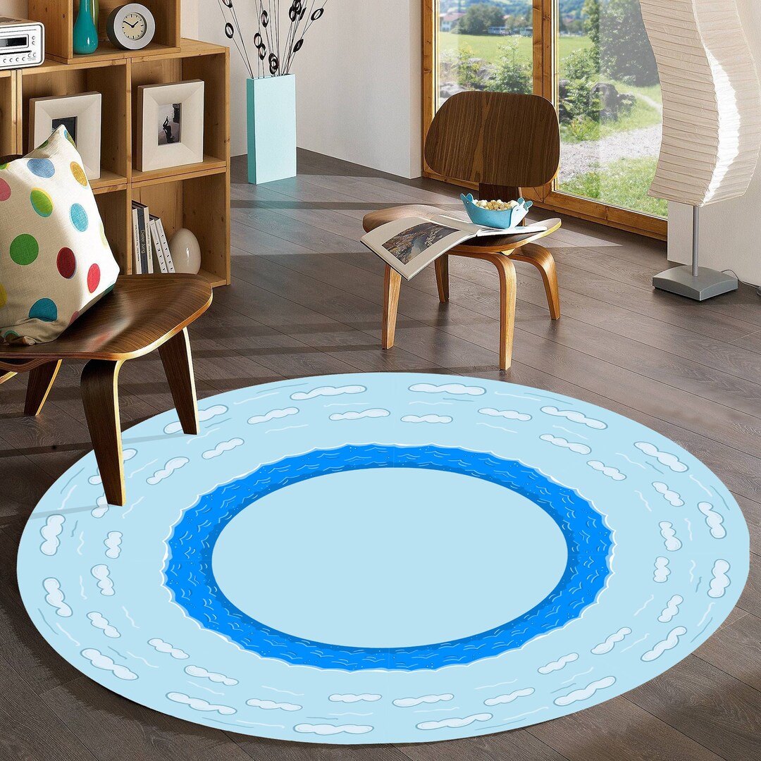 Blue Rug Round Rug Sky Rug Sea Rug Home Decor Carpet Etsy