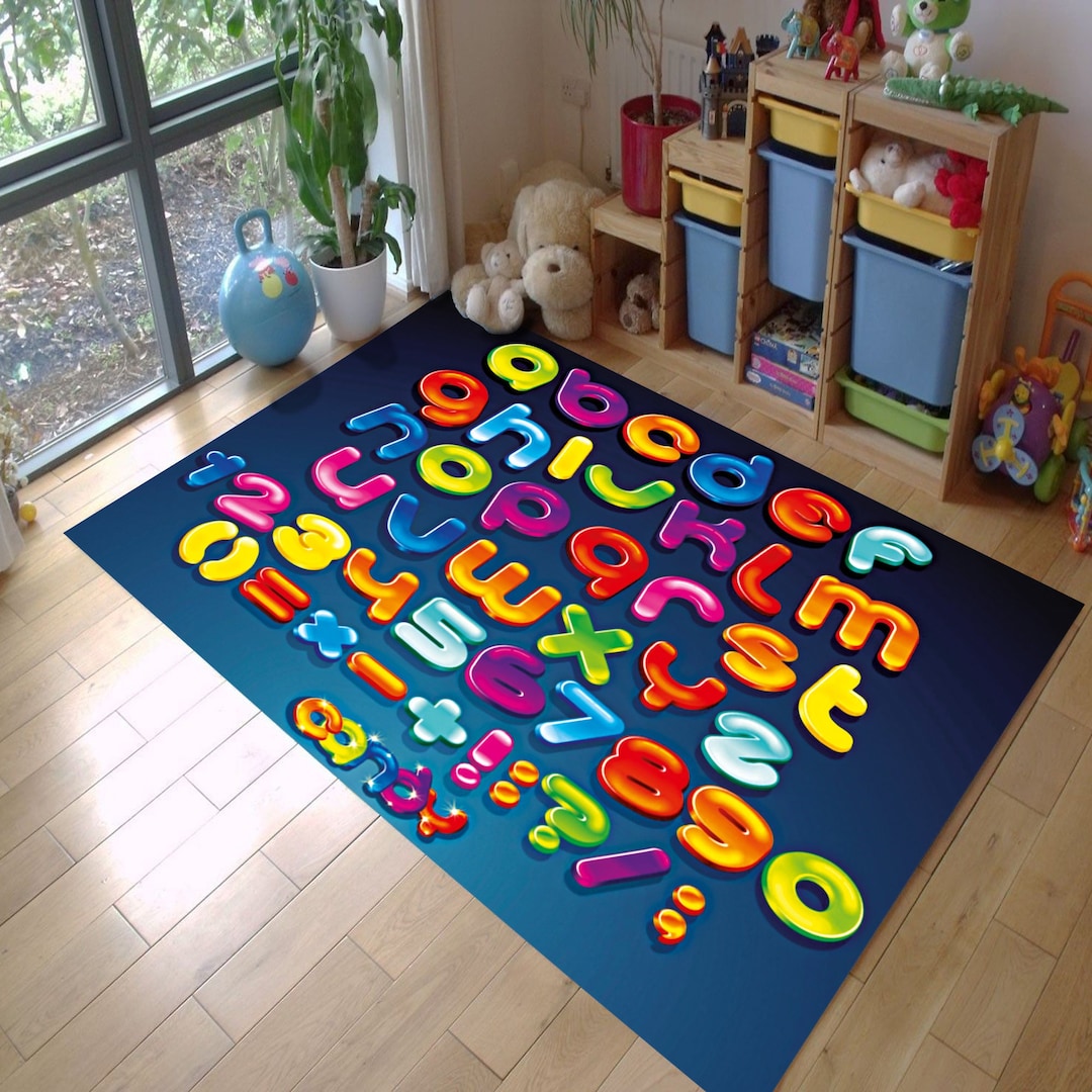 Alphabet Rug, Instructive Rug, Kids Rug, Kids Rug for Playroom, Kids ...