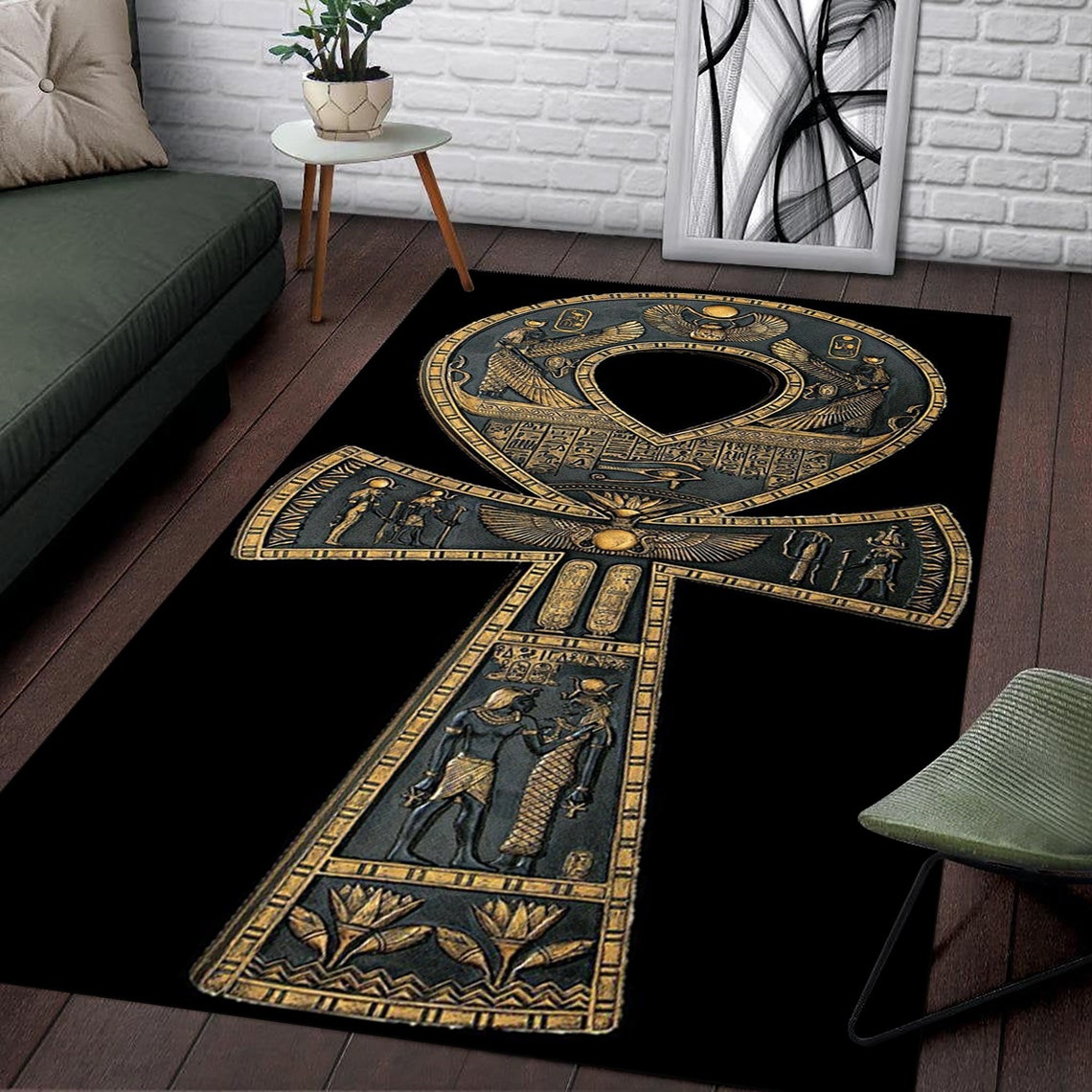 Egyptian Cross Rug Key of Life Rug Ethnic Rug Colorful Rug - Etsy