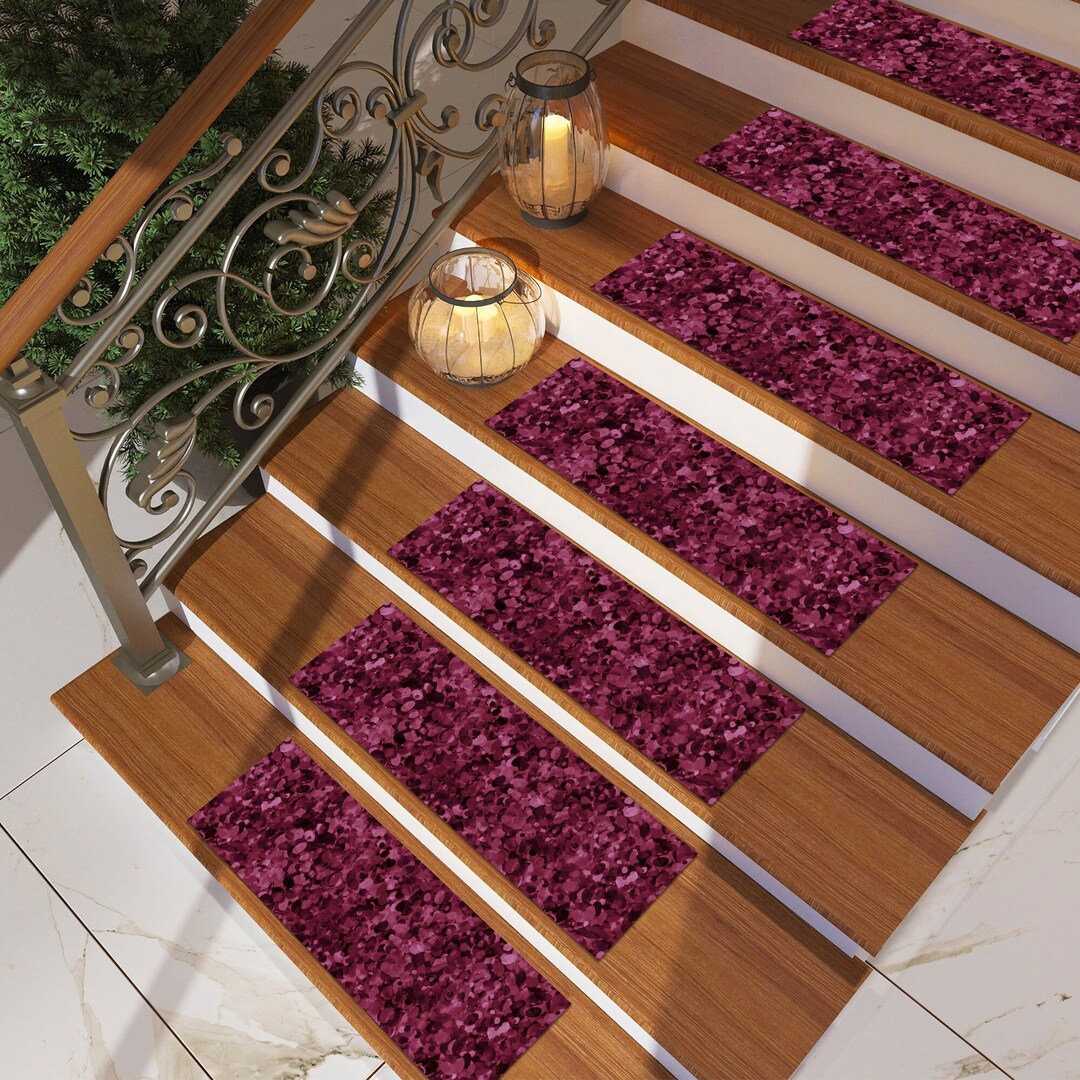 Pink Stair Runner, Aesthetic Rug, Modern Rug, Stair Tread Rug, Ethnic Stair Rug, Non Slip