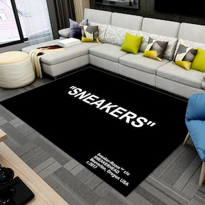 Sneakers Rug, Black Rug, Living Room Rug, Hypebeast Rug, Area Rug, Personalized Rug, Sneakers Room Rug, Non Slip Rug