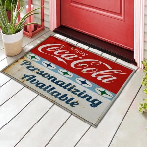 Coca Cola, Capacho personalizado, Tapete Coca, Capacho, Capacho de porta, Capacho personalizado, Capacho de boas-vindas, Ao ar livre, Capacho engraçado, Presente de noivado